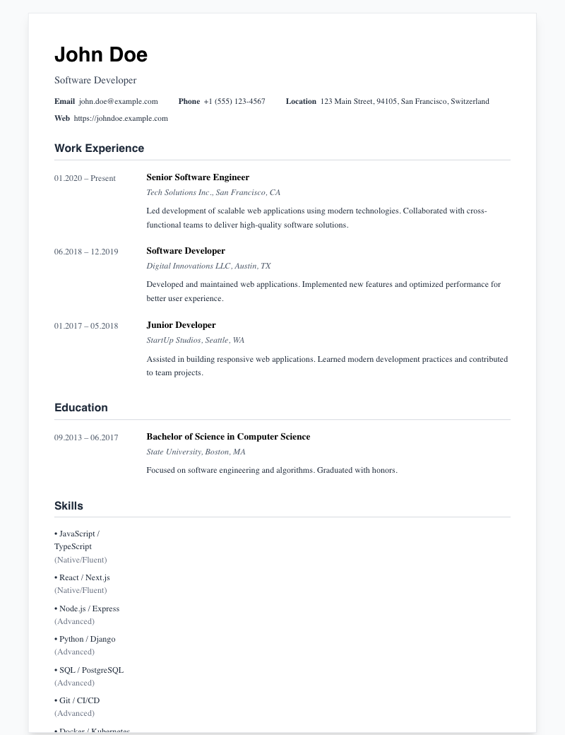 Clean layout with one column.